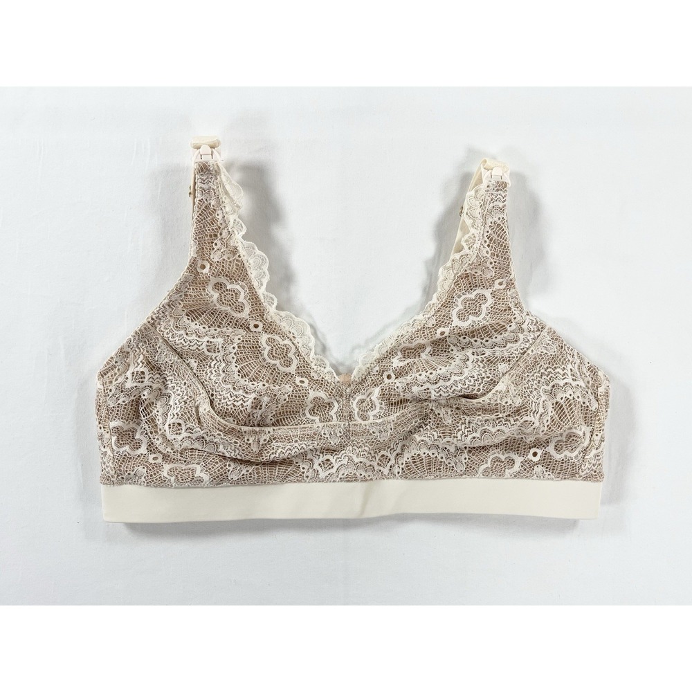 The Dairy Fairy Ruby Wireless Hands Free Pumping Nursing Bra Ivory Cream Lace M